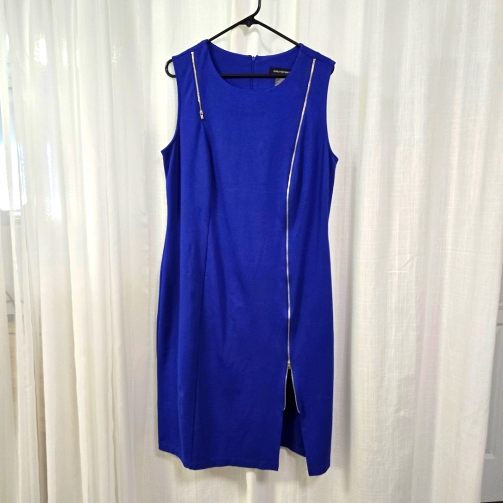NWT Ashley Stewart Royal Blue Zipper Midi‎ Sleeveless Dress Plus Size 22/24